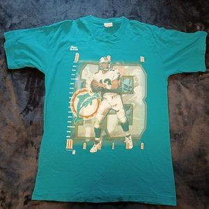 Vintage 1996 Dan Marino Pro Player Graphic Shirt L USA Made Miami Dolphins‎ NFL